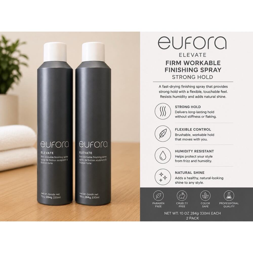 Eufora Elevate Firm Workable Finishing Spray 10oz 2 Pack Strong Hold